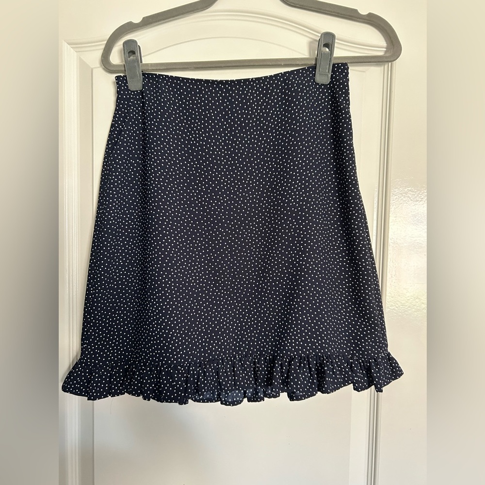 Loft 4P Navy Polkadot Skirt